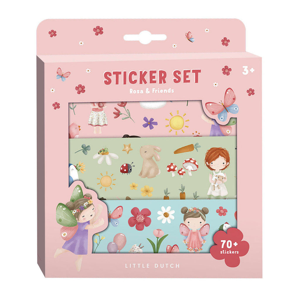 Kleng hollännesch Sticker Box rosa Frënn, 3 Placken