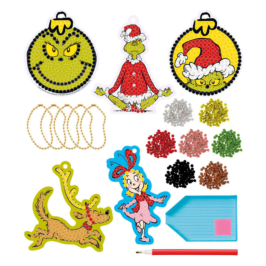 Totum the grinch diamond paint pendants 5 pieces including 1100 diamonds | 2 pcs
