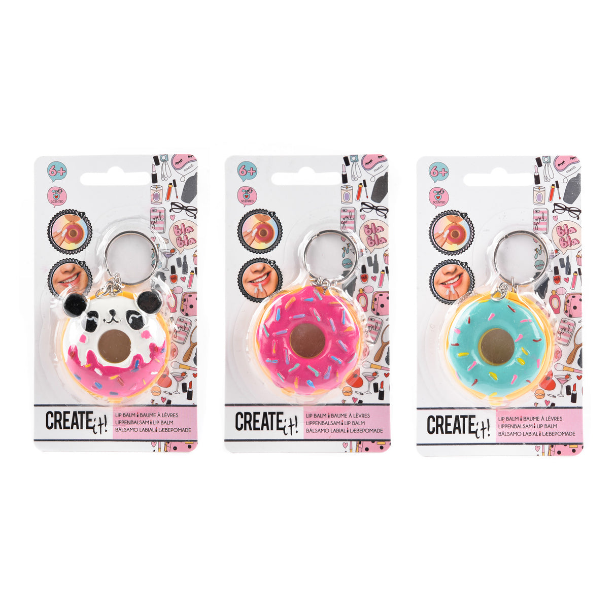 Create it! Beauty key ring donut with lip balm