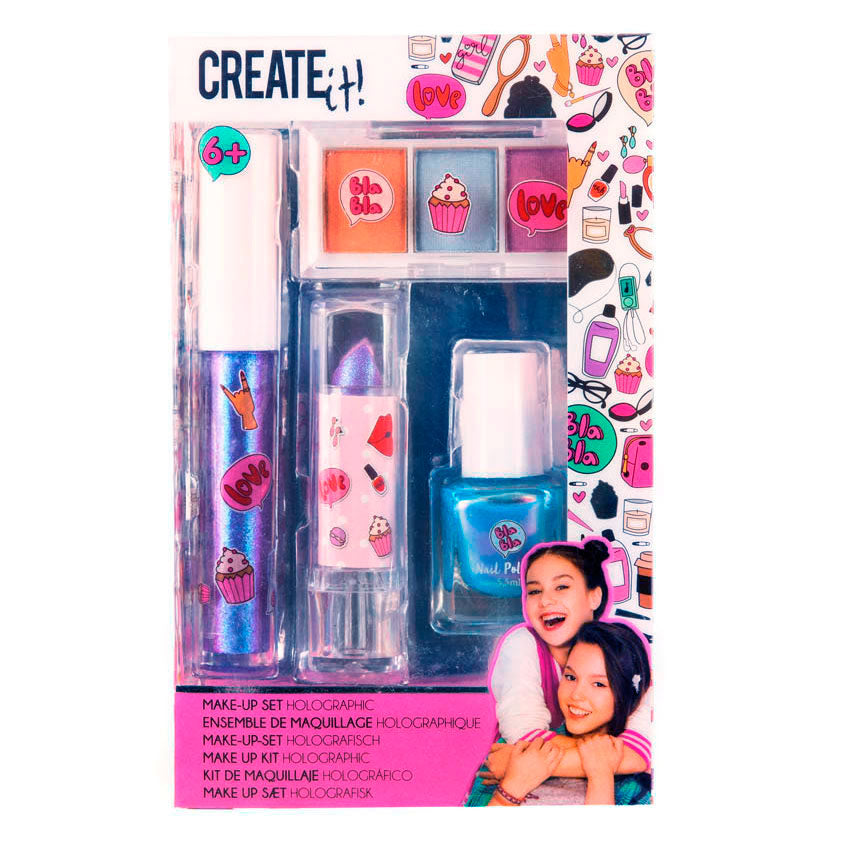Skapa det! Skönhetsmakeup set holografisk, 4dlg.
