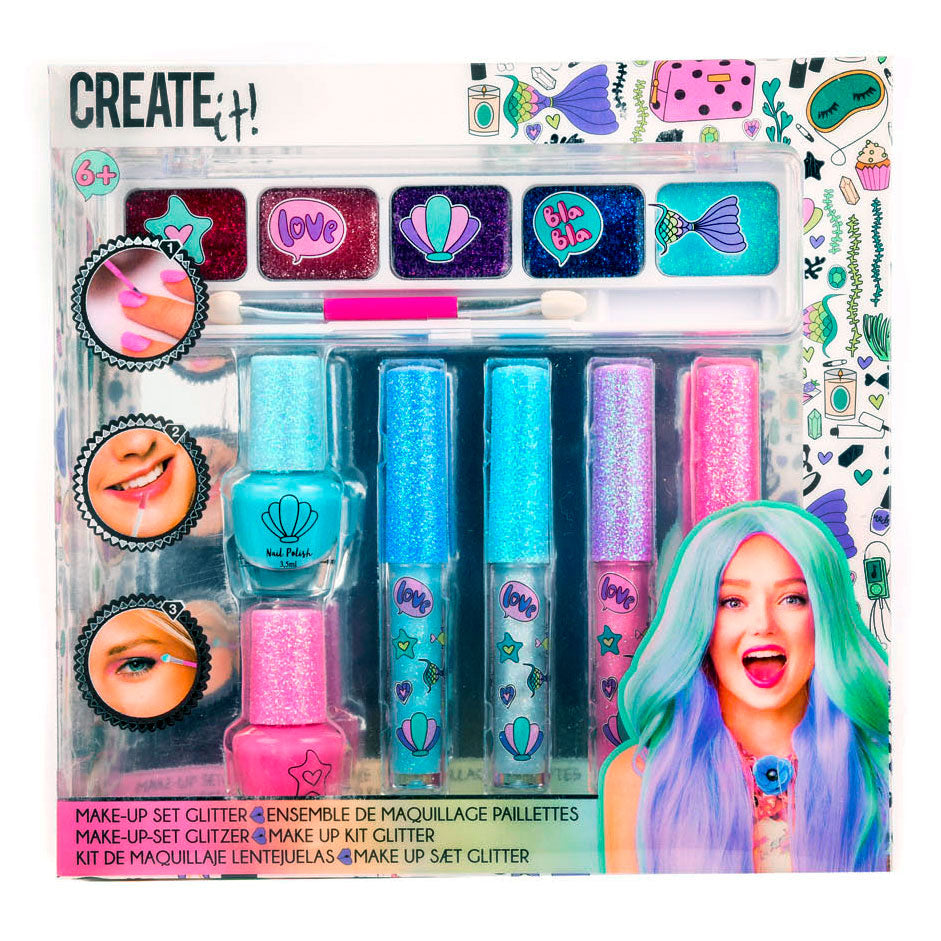 Create it! Beauty makeup set glitter, 7dlg.