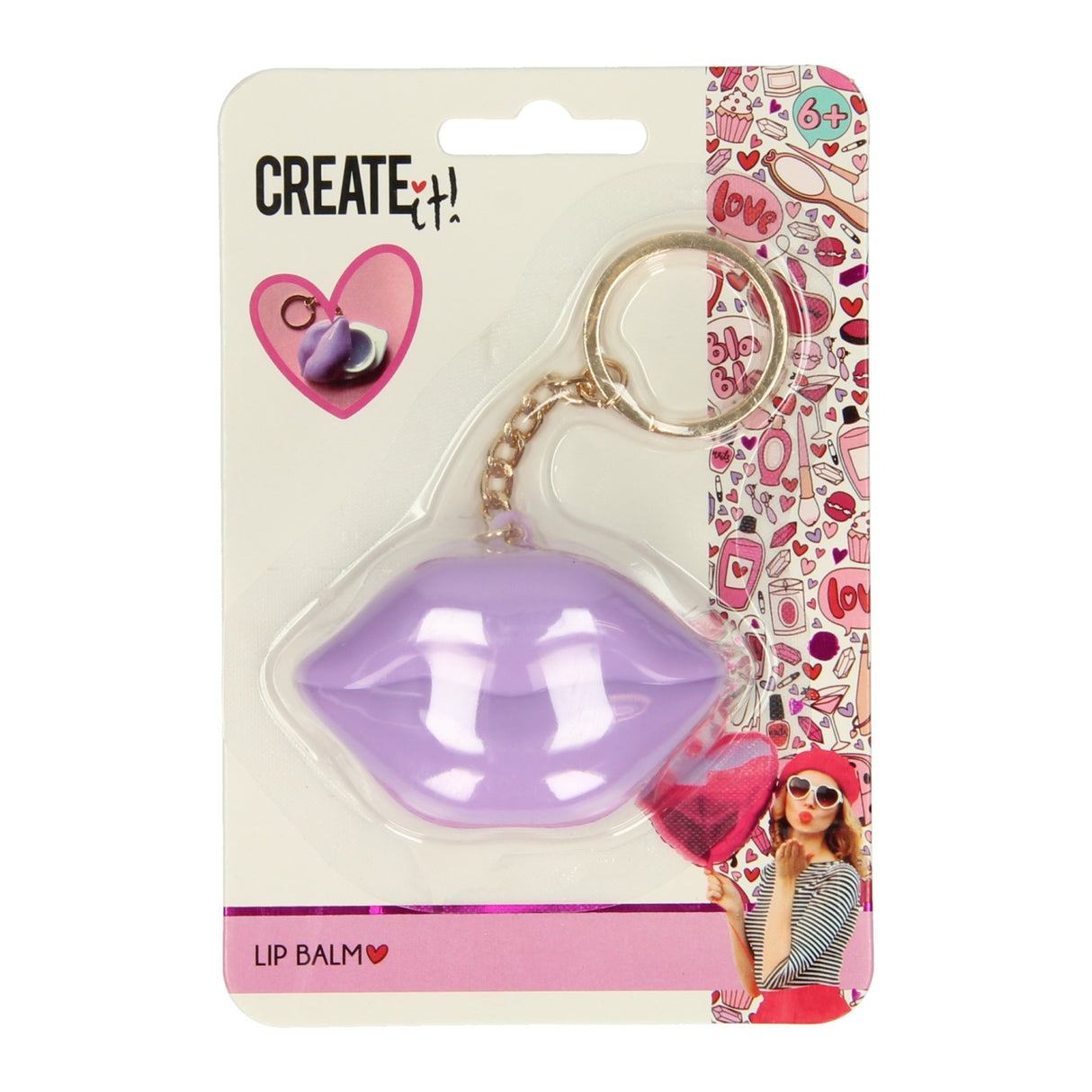 Create it! heart lip balm key ring