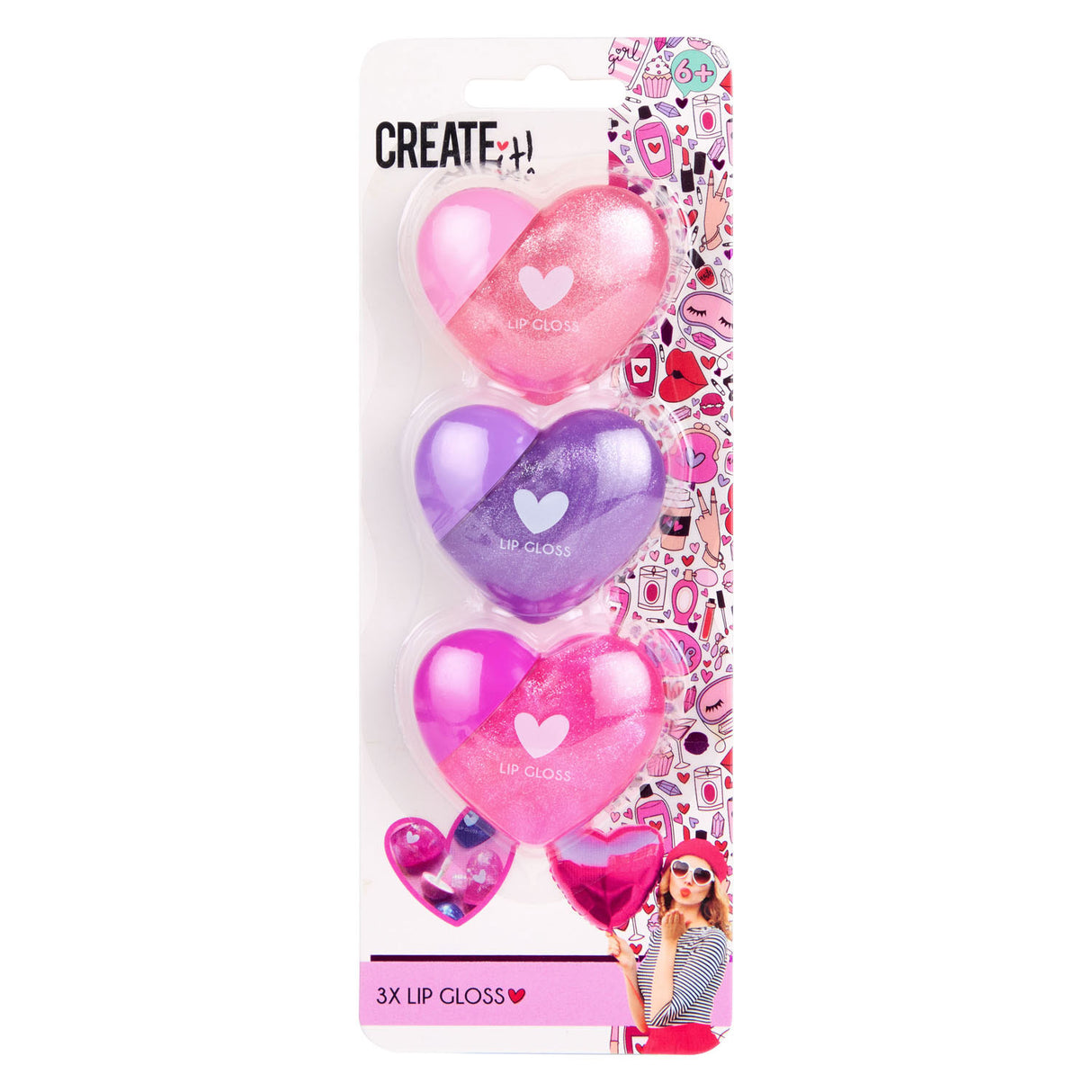 Create it! heart lip balm, 3st.