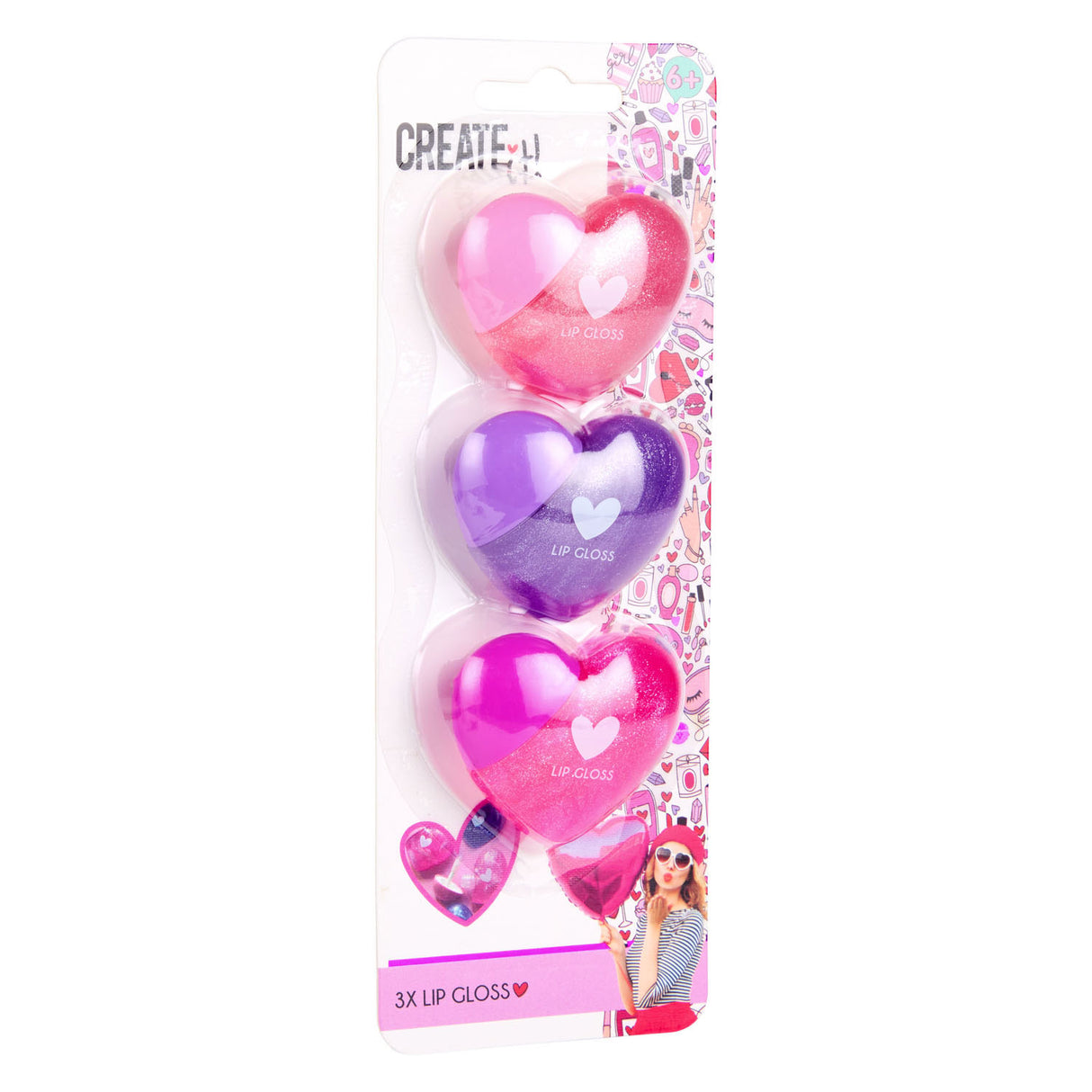 Create it! heart lip balm, 3st.