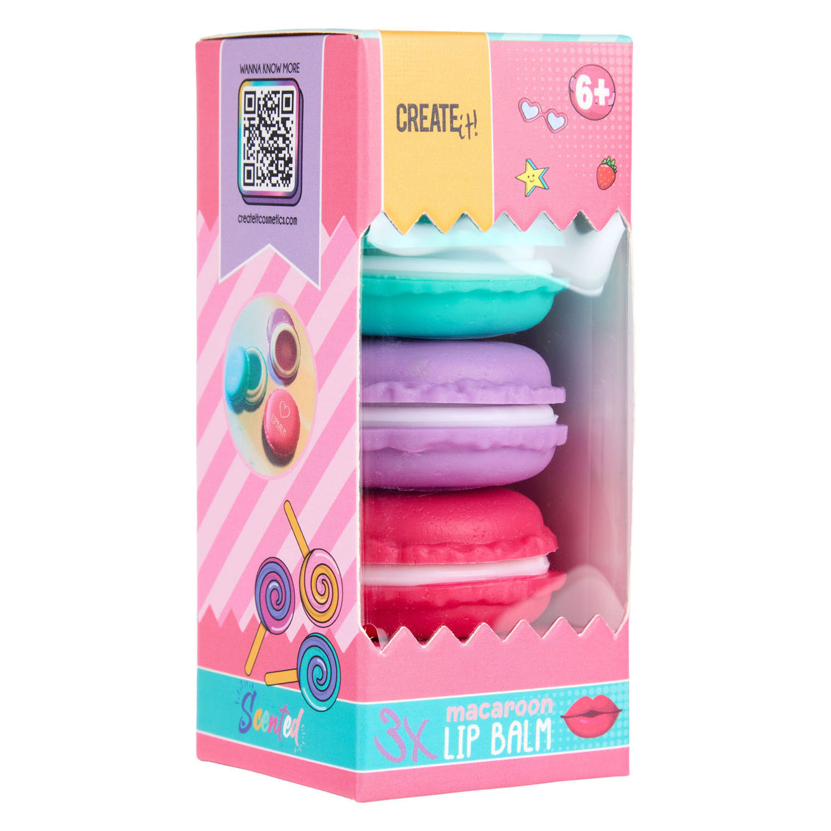 Create it! Candy lip balm Macaron Box, 3st.