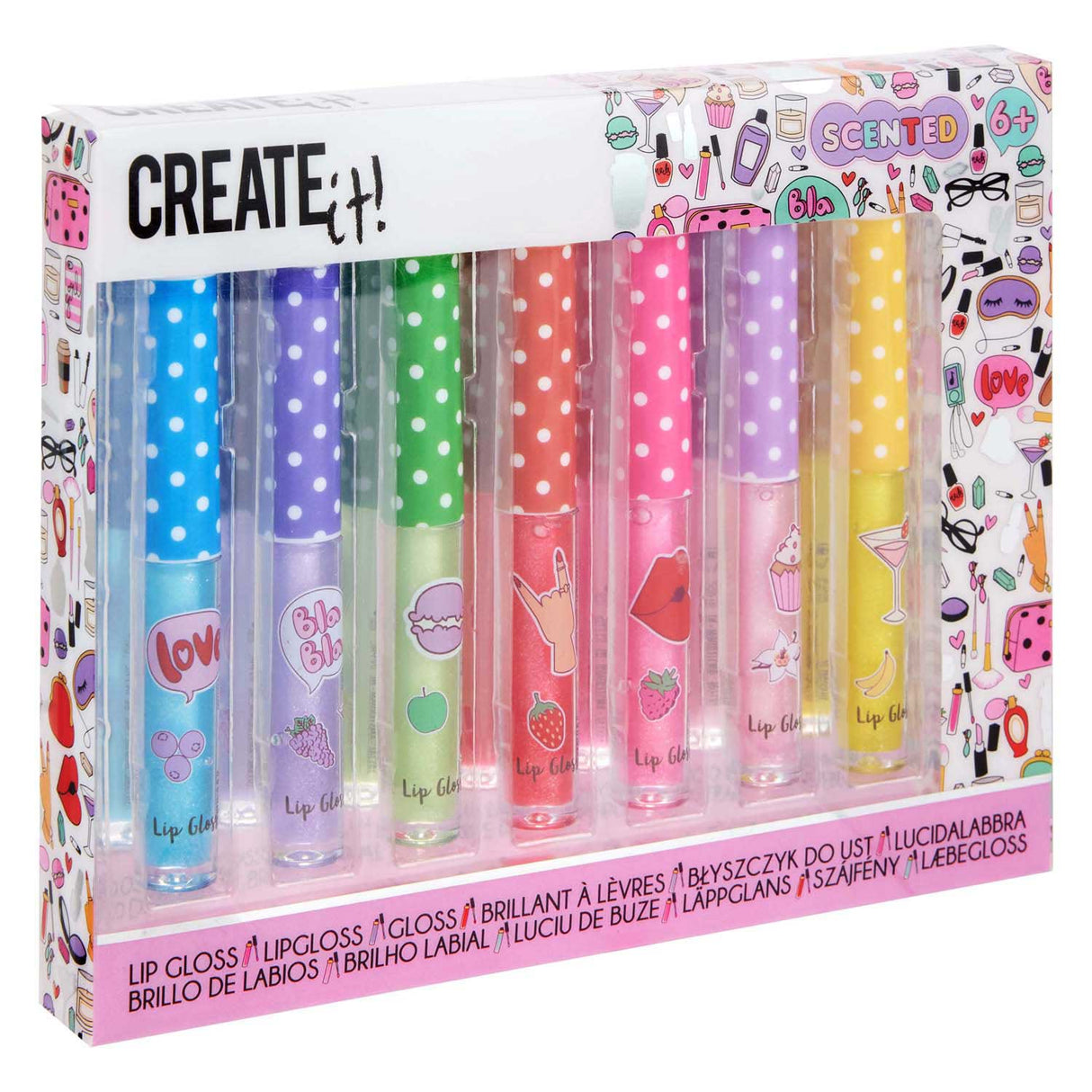 Erstellen Sie es! Lipgloss mit Glitzer und Duft 7-Stück