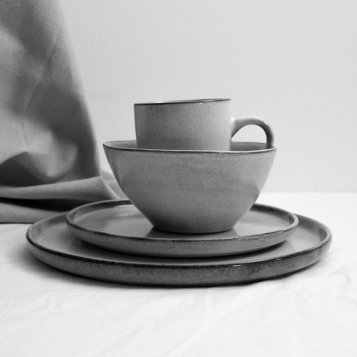 Dutch rose serenity kom ø12cm grijs 4st