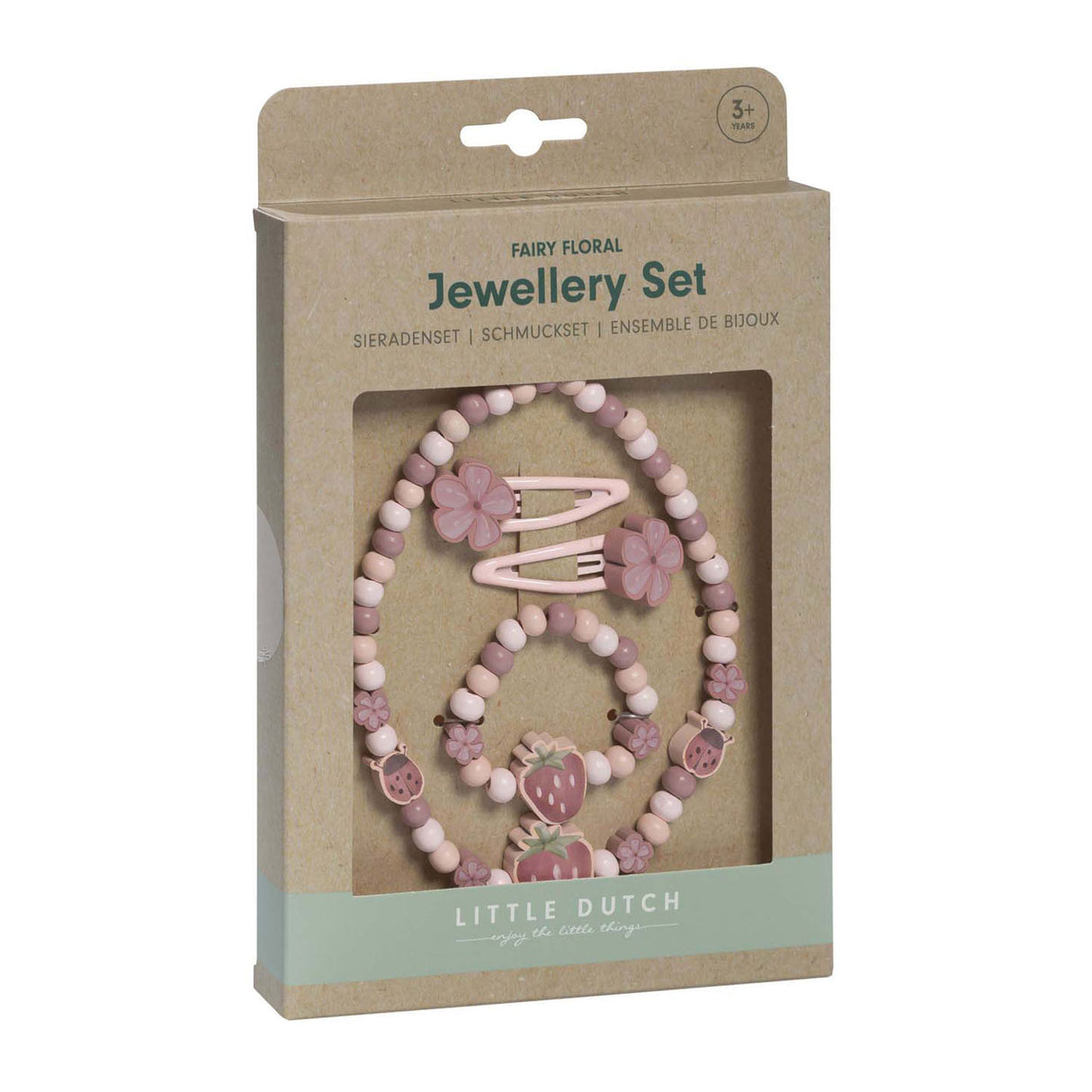 Piccolo set di gioielli in legno olandese Strawberry, 4dlg.