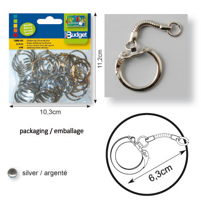 Vaessen creative • key ring 63mm silver 15pcs