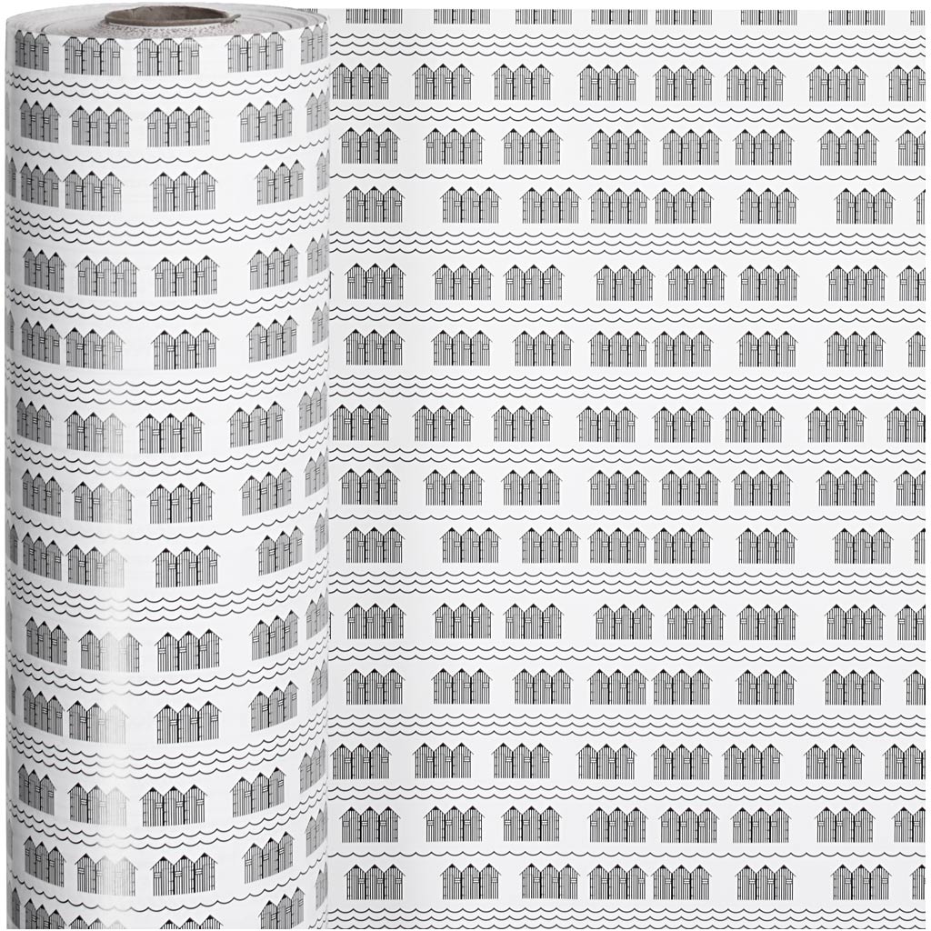 Creative company wrapping paper, bathhouse, w: 57 cm, 80 gr, black, white, 150 m 1 roll