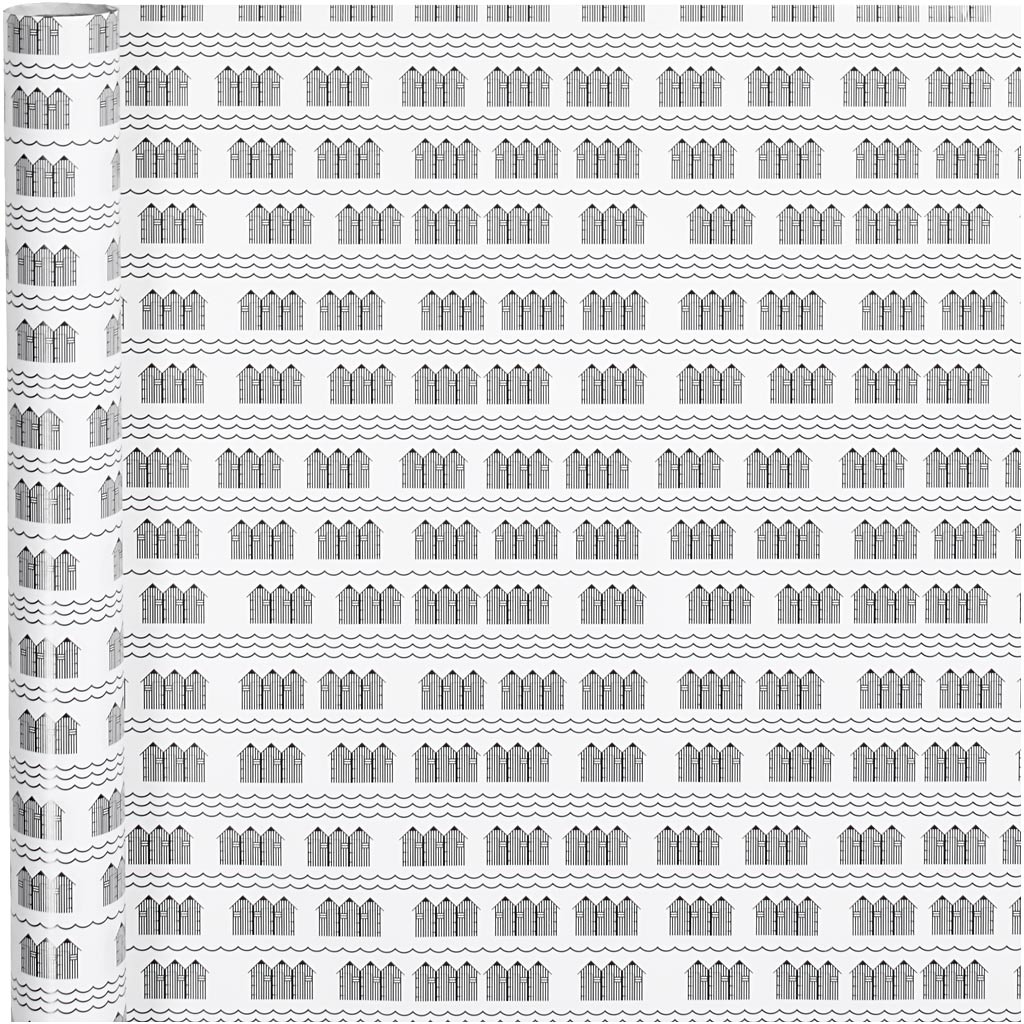 Creative company wrapping paper, bathhouse, w: 70 cm, 80 gr, black, white, 4 m 1 roll