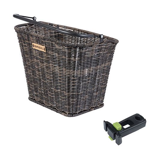 Basil Bremen Rattan Look KF - Bicycle basket - First - Including Basil KF Ahead -Stemtrolder - Brown