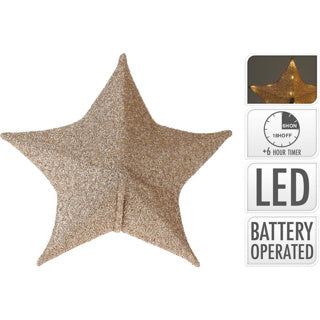Christmas star 50 cm 30 LED fabric gold