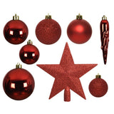Kaemingk kerstballen kunststof shiny, matt, glitter mix kerstrood 33 stuks in doos 8 cm
