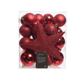 Kaemingk kerstballen kunststof shiny, matt, glitter mix kerstrood 33 stuks in doos 8 cm