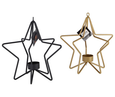 Tealight holder Iron star 2 assorti height 22 cm