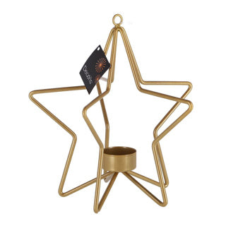 Tealight holder Iron star 2 assorti height 22 cm
