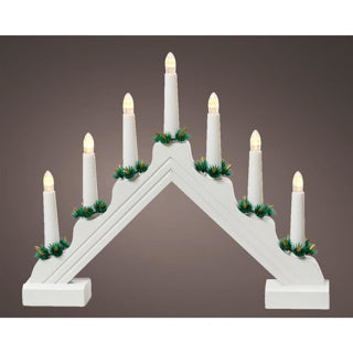 Abi led raamdecoratie hout trap steady binnen wit warm wit 4,8x39,5x32 cm