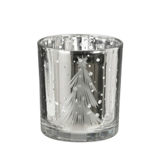 Tealight Holder Christmas tree silver - H8xd7cm
