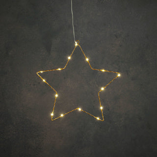 Edelman ster goud warm wit 15led battery operated - d34cm