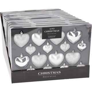 Other brands Christmas balls Heart shapes 16 pieces of silver