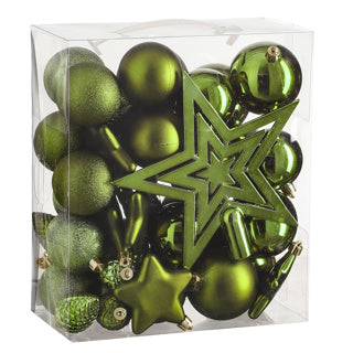 Tree decoration unbreakable D.Groen 40 pieces - D8cm