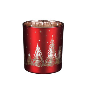 Tealight holder glass red - H10xd8.5cm
