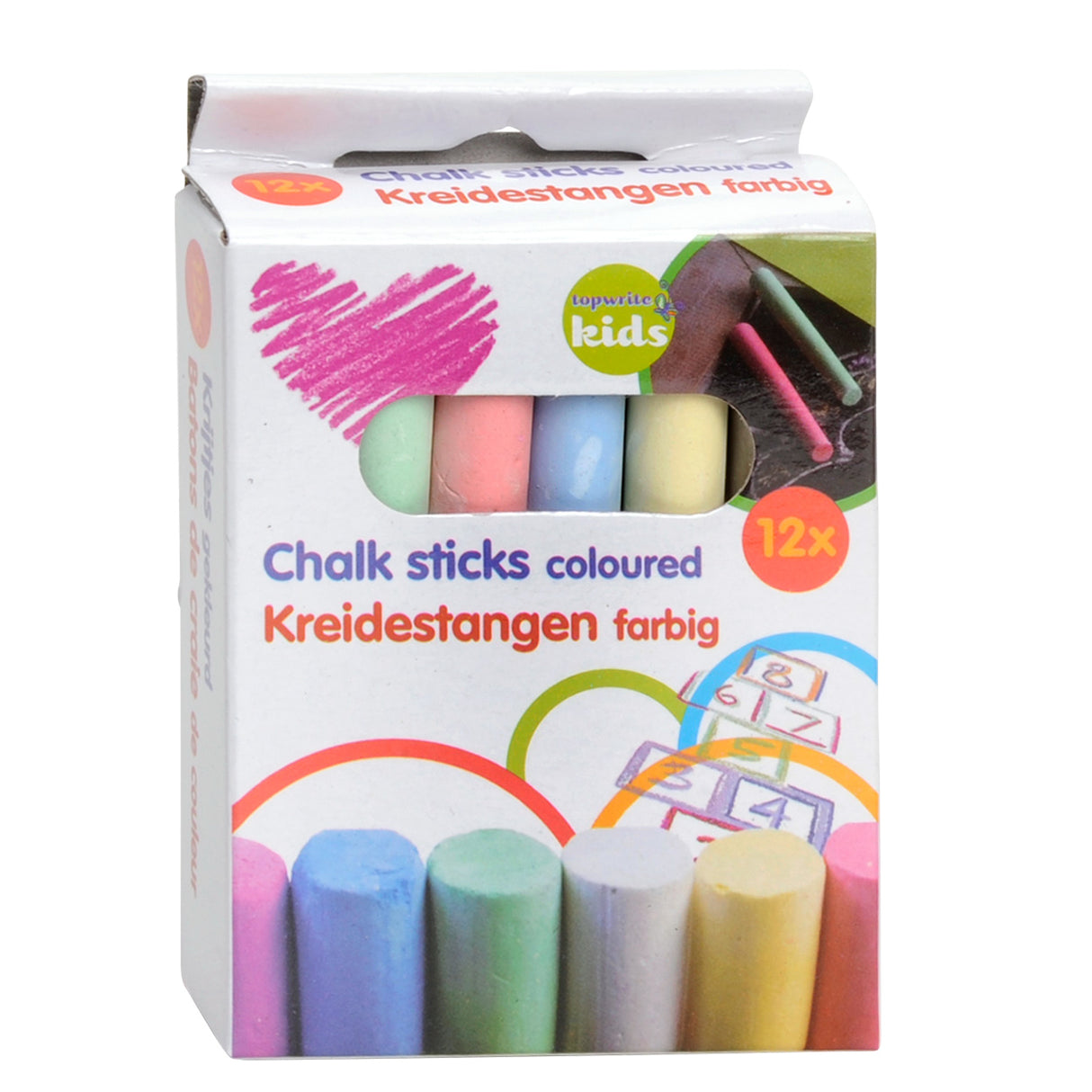 Colored school chalk, 12 pcs