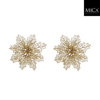 Edelman clip poinsettia goud 2 stuks - h3xd13,5cm