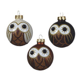 Kerstbal glas owl 3col assdia6cm