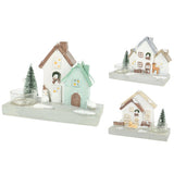 Christmas tealight holder house 3 assorted | 8 pieces