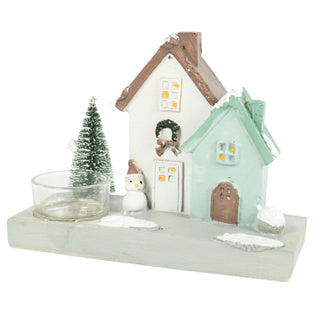 Christmas tealight holder house 3 assorti