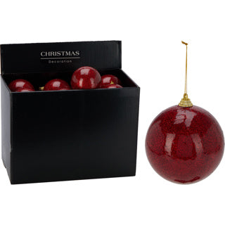 Kerstbal 100mm glitter rood | 24 stuks