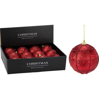 Kerstbal 100mm glitter rood