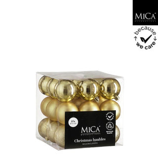 Edelman bal onbreekbaar goud 27 stuks - d6cm