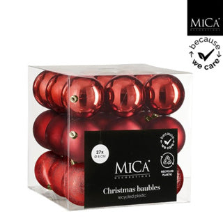 Edelman bal onbreekbaar rood 27 stuks - d8cm