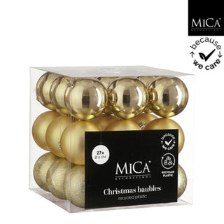 Edelman bal onbreekbaar goud 27 stuks - d8cm