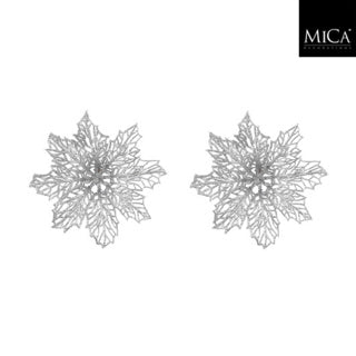 Edelman clip poinsettia argent 2 pièces - h3xd13.5cm | 4 pièces