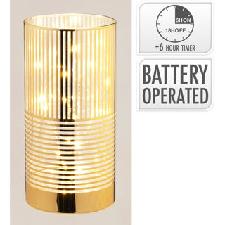 Cilinder glas met led 15cm gou