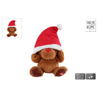 Take me home dansend rendier met kerstmuts en muziek