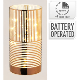 Cilinder glas met led 15cm bru