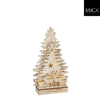 Decoration tree brown led battery operated fsc 100% - l18xb6xh32,5cm