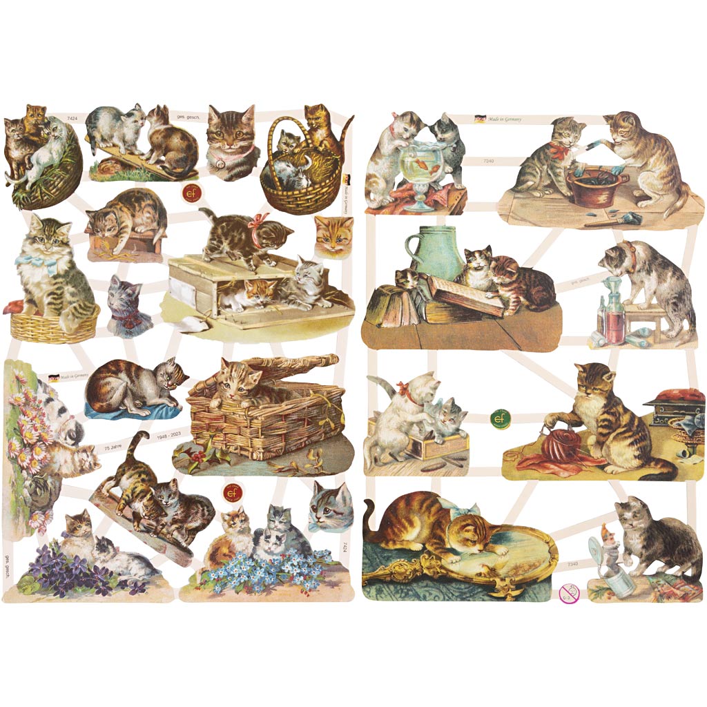 Creativ company vintage pictures, cats, sheet 16.5x23.5 cm, 2 sheets 1 box