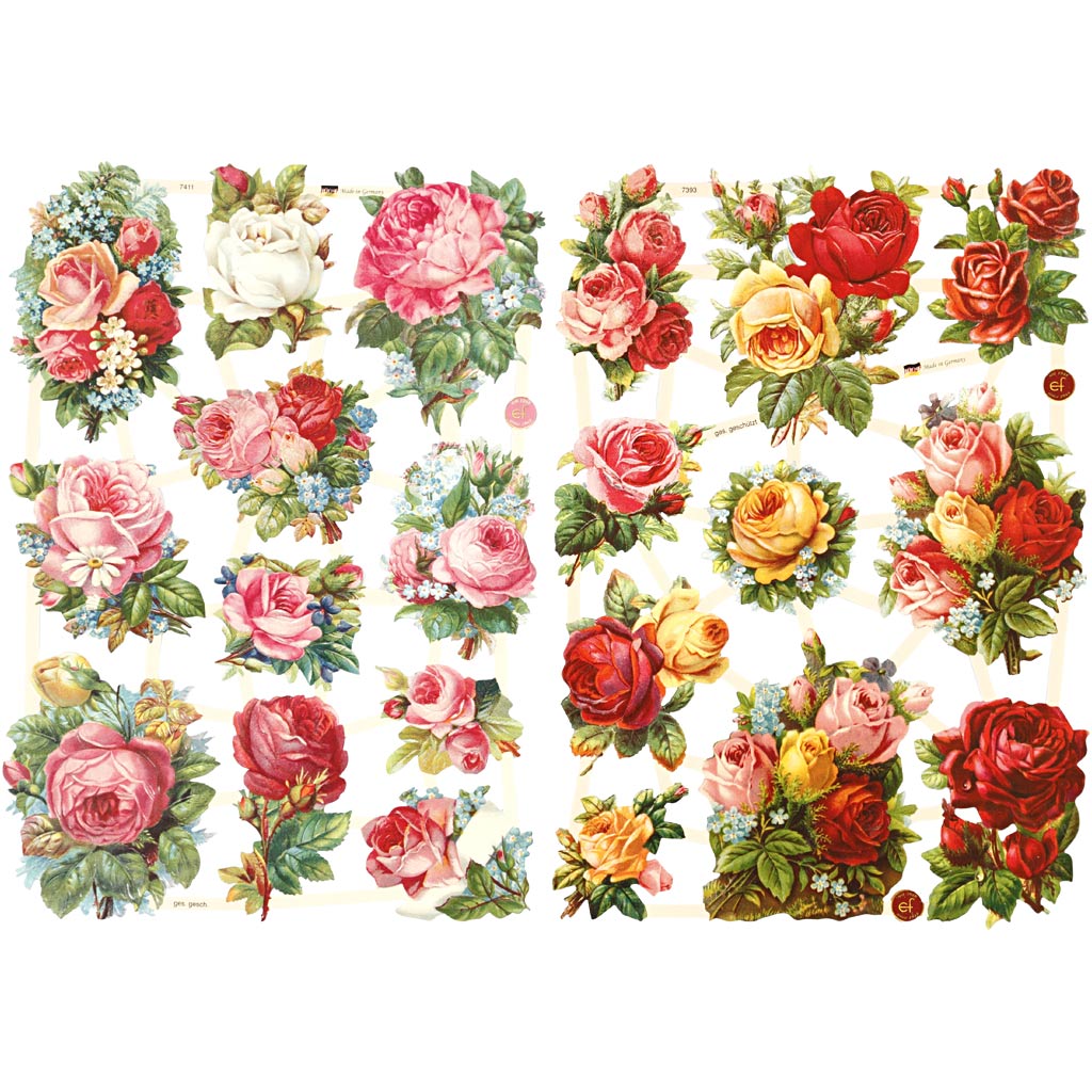 Creativ company vintage pictures, roses, sheet 16.5x23.5 cm, 2 sheets 1 box