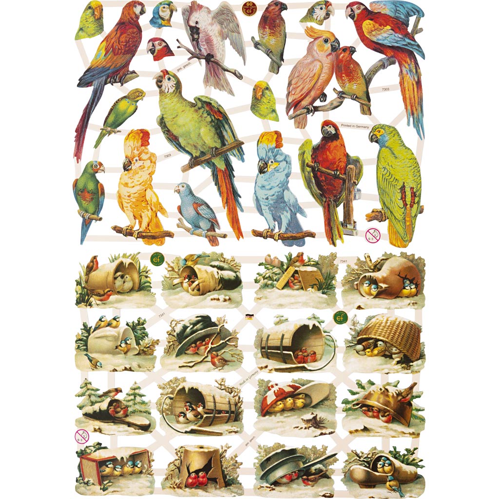 Creativ company vintage pictures, birds, sheet 16.5x23.5 cm, 2 sheets 1 box