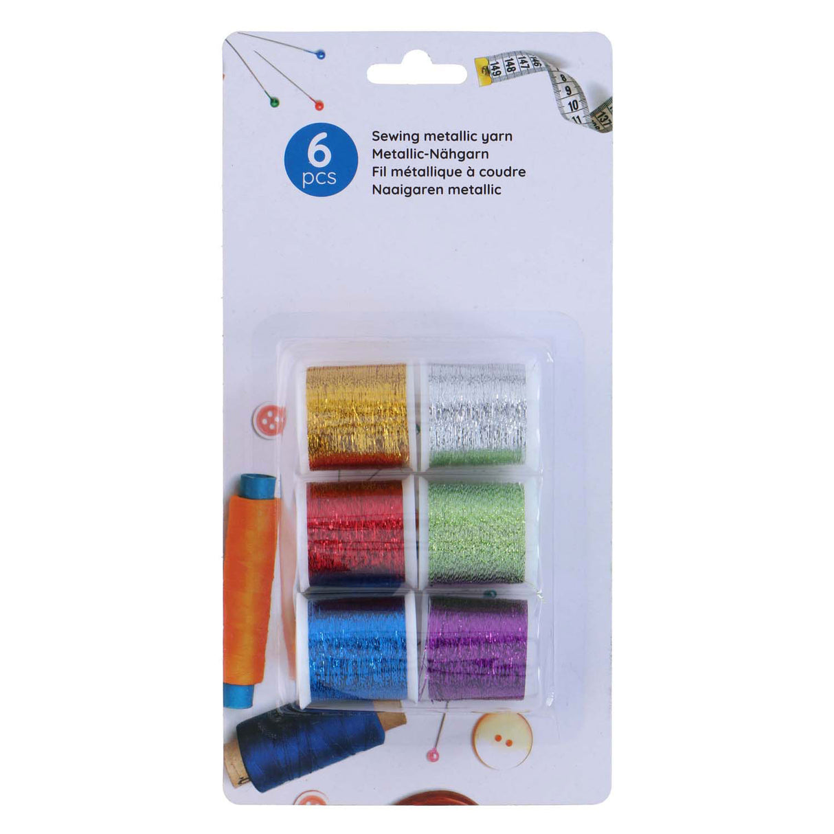 Nähfaden metallic, 6 Stéck.