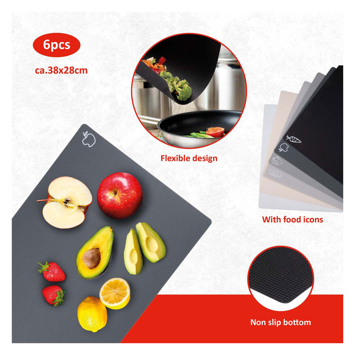 No brand cutting boards foldable 6 pieces | 2 pcs