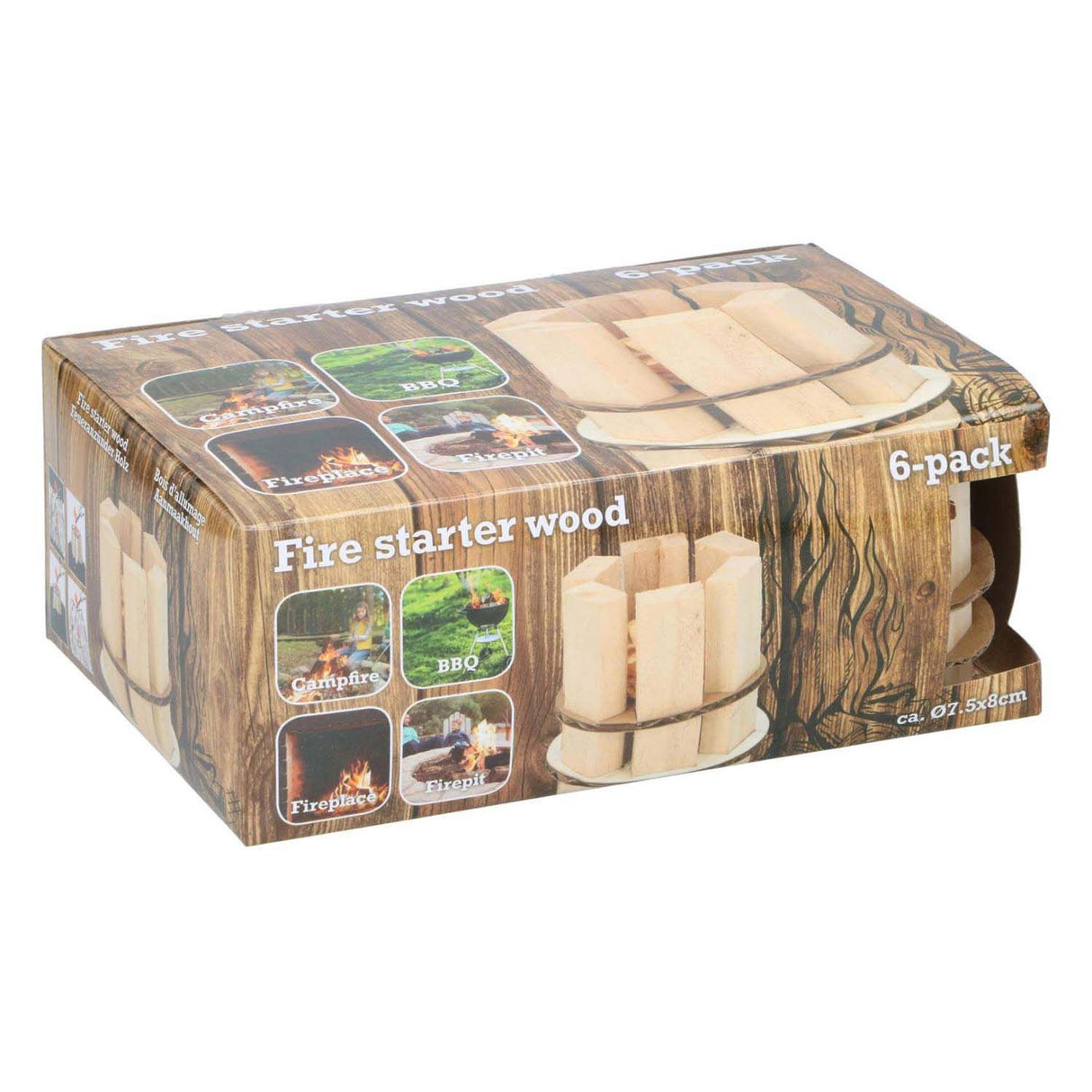 Wooden firelighters, 6-pack