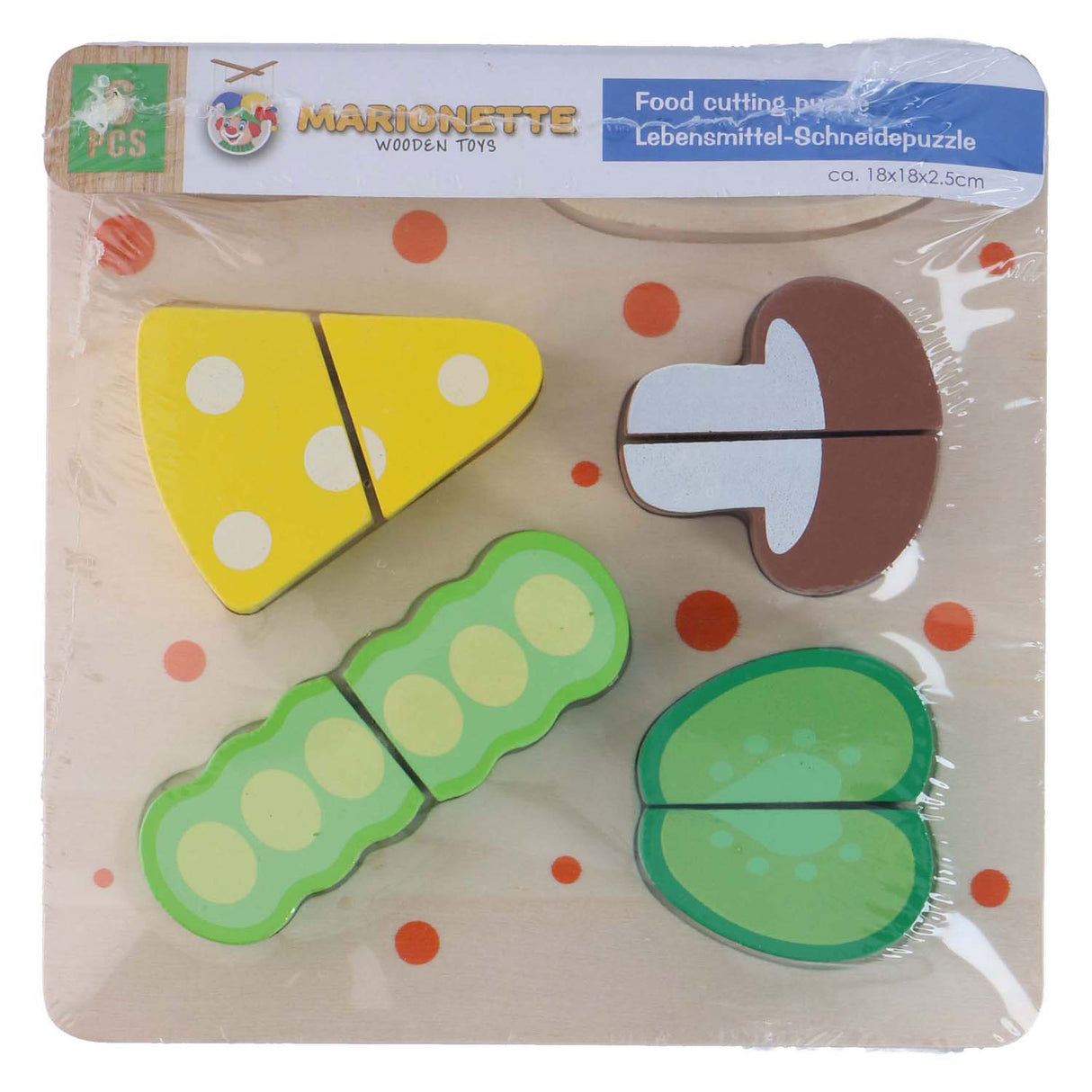 Houten snijpuzzel vlees vis - 9dlg.