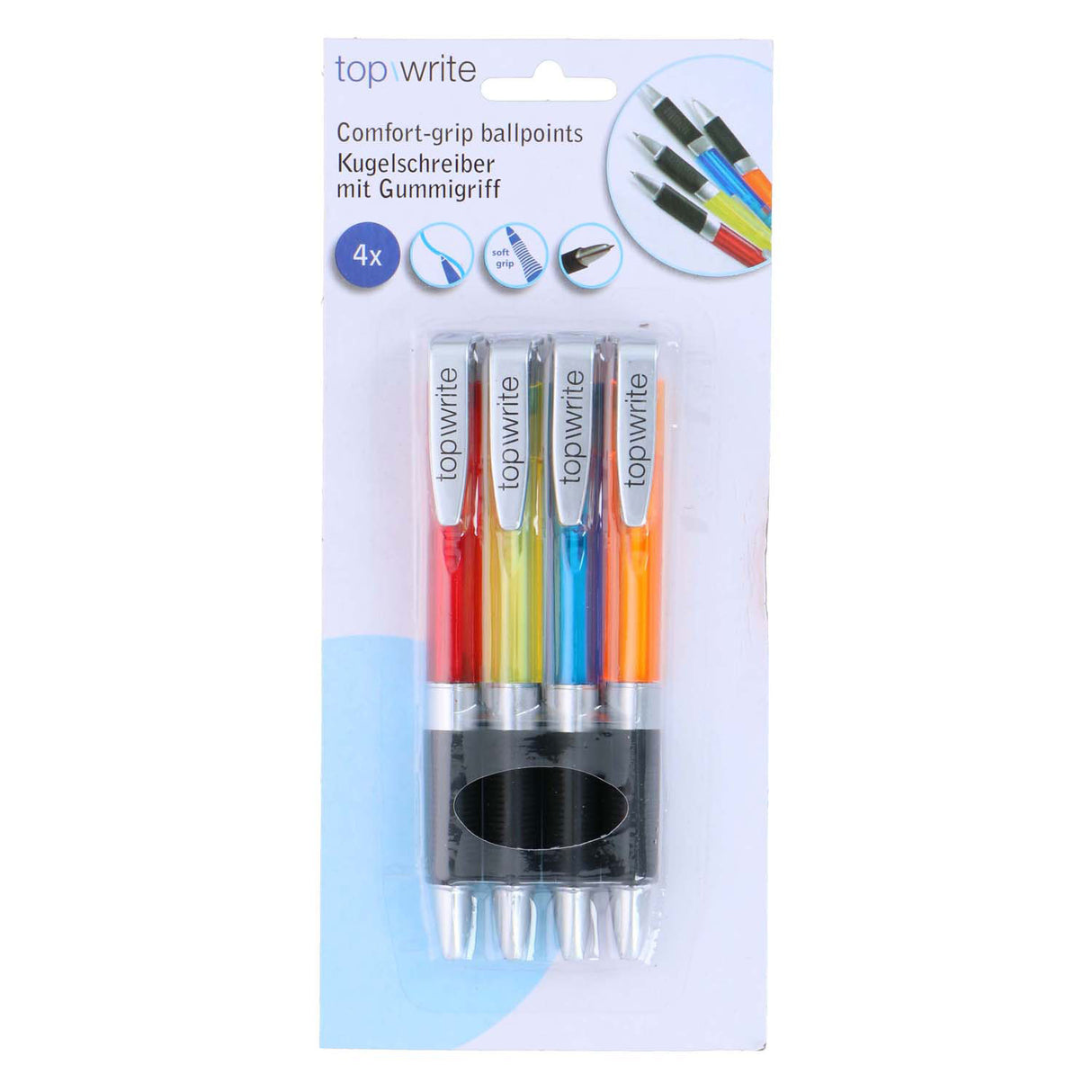 Ball pens with grip, 4st.